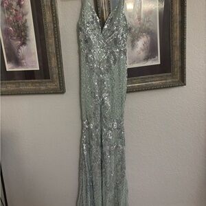 Elegant Sequin Gown in Light Green